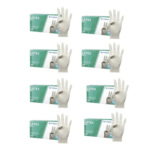 Cuatrogasa Latex Puderfreie Handschuhe Weiß Größe M, 8X100 Stück