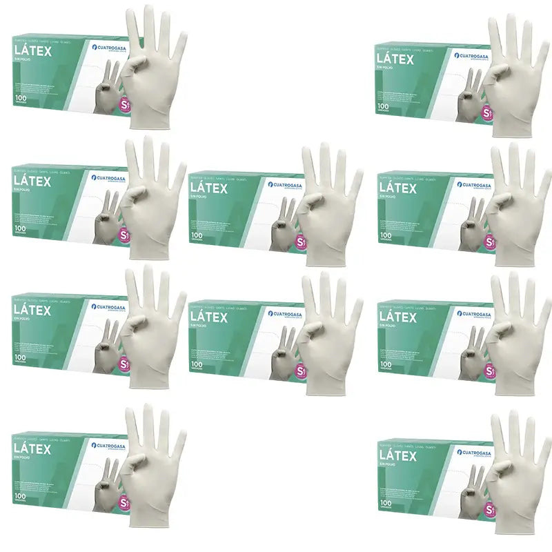 Cuatrogasa Latex Puderfreie Handschuhe Weiß Größe S, 10X100 Stück