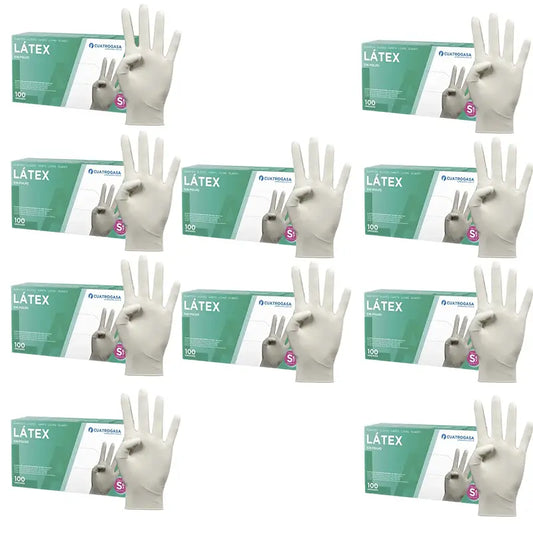 Cuatrogasa Latex Puderfreie Handschuhe Weiß Größe S, 10X100 Stück