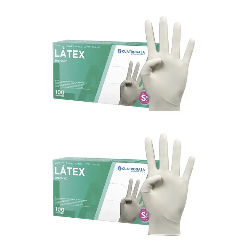 Cuatrogasa Latex Puderfreie Handschuhe Weiß Größe S, 2X100 Stück