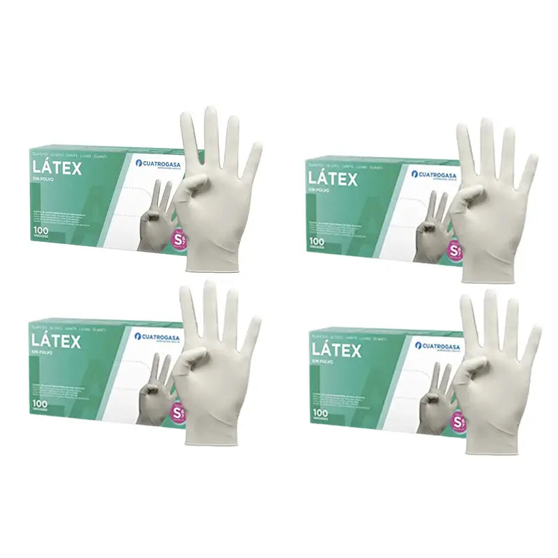 Cuatrogasa Latex Puderfreie Handschuhe Weiß Größe S, 4X100 Stück