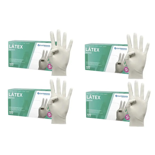 Cuatrogasa Latex Puderfreie Handschuhe Weiß Größe S, 4X100 Stück