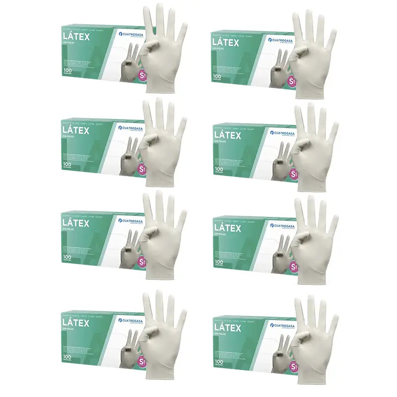 Cuatrogasa Latex Puderfreie Handschuhe Weiß Größe S, 8X100 Stück