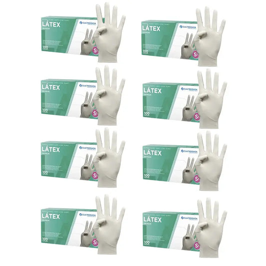 Cuatrogasa Latex Puderfreie Handschuhe Weiß Größe S, 8X100 Stück