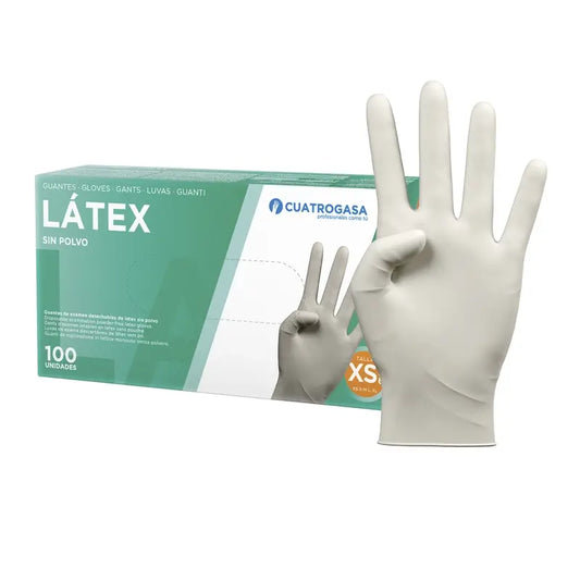 Cuatrogasa Latex Puderfreie Handschuhe Weiß Größe Xs, 100 Stück