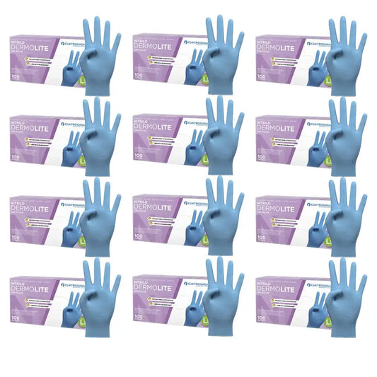 Cuatrogasa Dermolite Puderfreie Nitrilhandschuhe Blau Größe L, 12X100 Stück