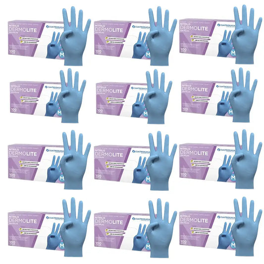 Cuatrogasa Dermolite Puderfreie Nitrilhandschuhe Blau Größe M, 12X100 Stück