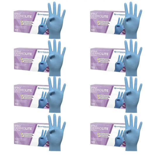 Cuatrogasa Dermolite Powder Free Nitril Handschuhe Blau Größe Xl, 8X100 Einheiten