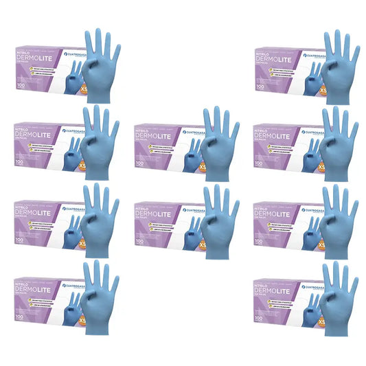 Cuatrogasa Dermolite Puderfreie Nitrilhandschuhe Blau Größe Xs, 10X100 Stück
