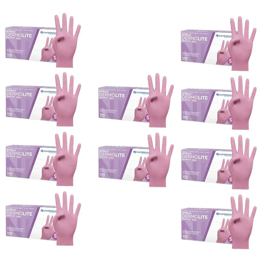 Cuatrogasa Dermolite Puderfreie Nitril-Handschuhe Rosa Größe S, 10X100 Stück