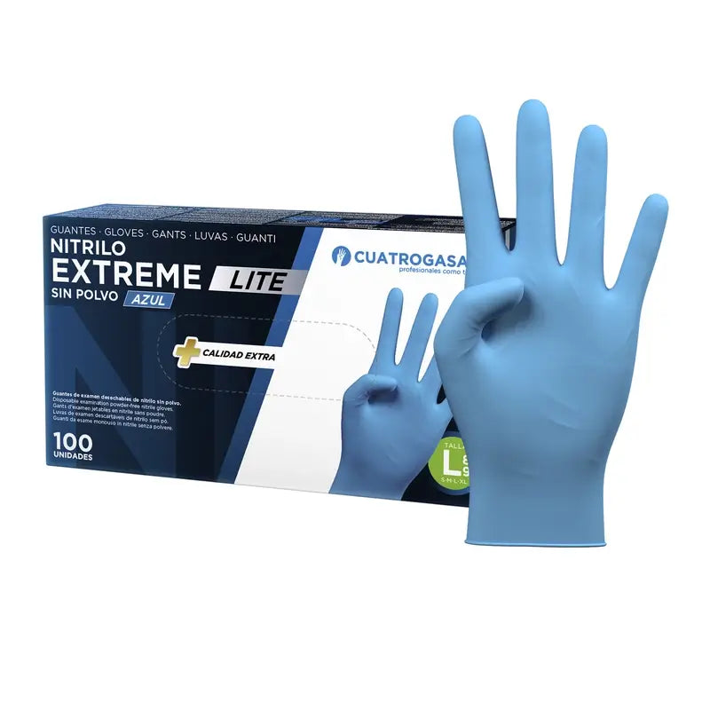 Cuatrogasa Extreme Lite Nitril Handschuhe Blau Größe L, 100 Stück