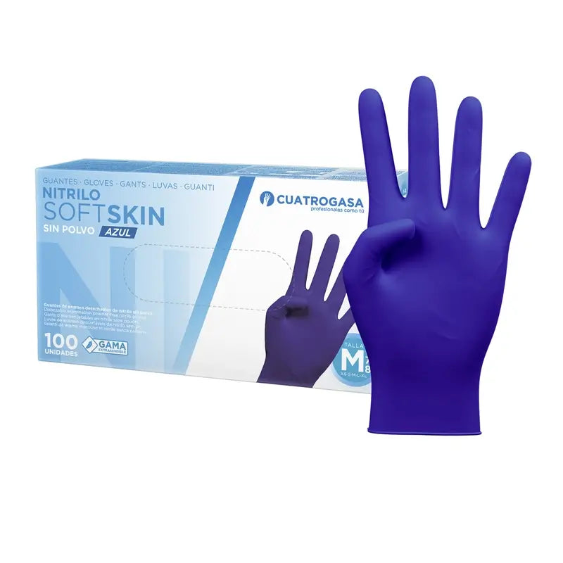 Cuatrogasa Nitril Softskin Puderfreie Handschuhe Blau Größe M, 100 Stk.