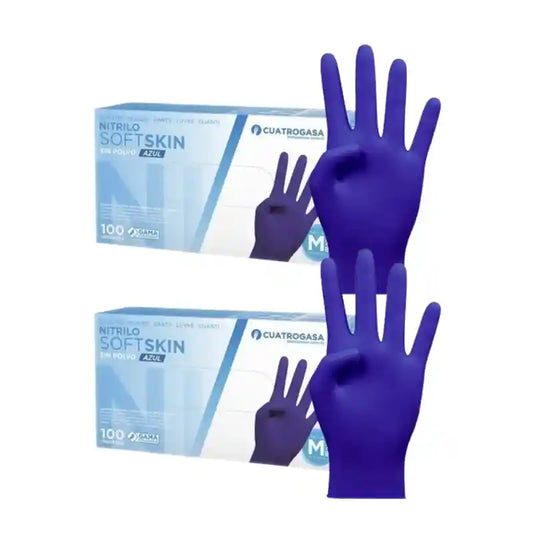 Cuatrogasa Nitril Softskin Handschuhe Blau Größe M, 2X100 Stück