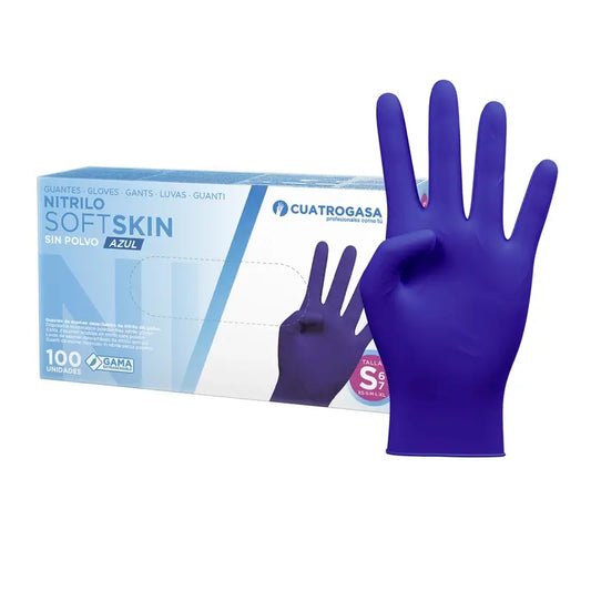 Cuatrogasa Nitril Softskin Puderfreie Handschuhe Blau Größe S, 100 Stk.