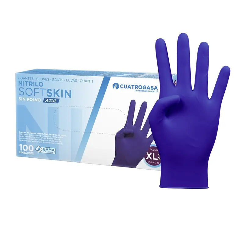 Cuatrogasa Nitril Softskin Puderfreie Handschuhe Blau Größe Xl, 100 Stk.