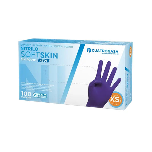 Cuatrogasa Nitril Softskin Handschuhe Blau Größe Xs, 100 Stk.
