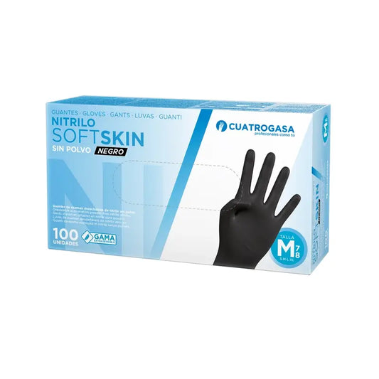 Cuatrogasa Nitril Softskin Handschuhe Schwarz Größe M, 100 Stk.