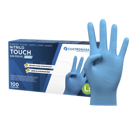 Cuatrogasa Nitrile Touch Puderfreie Handschuhe Blau Größe L, 100 Stück