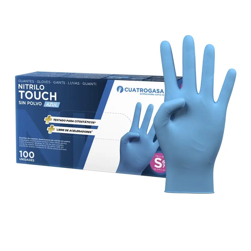 Cuatrogasa Nitrile Touch Powder Free Handschuhe Blau Größe S, 100 Stück