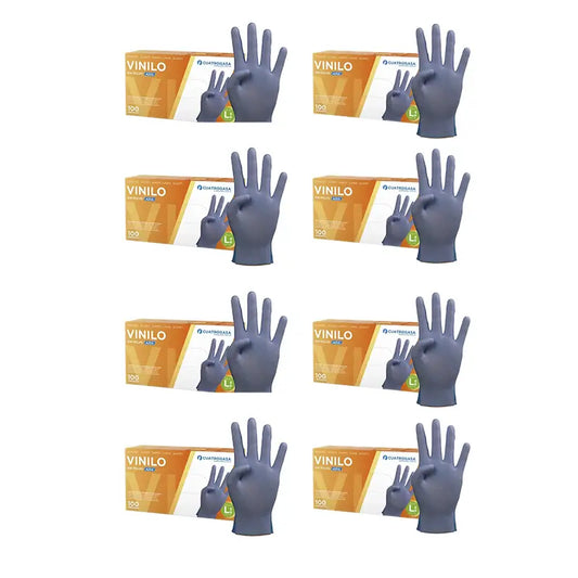 Cuatrogasa Puderfreie Vinyl Handschuhe Blau Größe L, 8X100 Stück