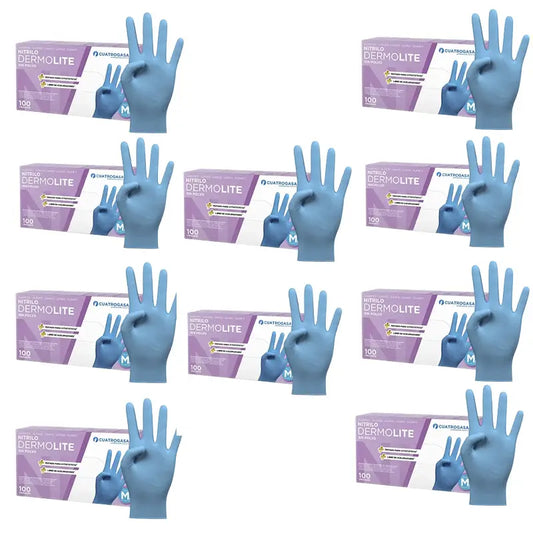Cuatrogasa Puderfreie Vinyl Handschuhe Blau Größe M, 10X100 Stück