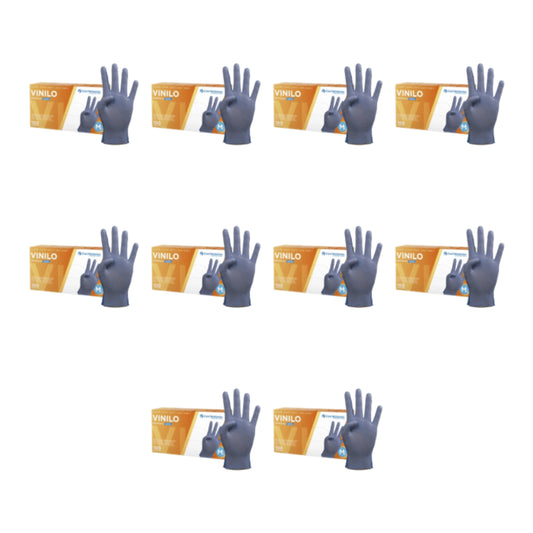 Cuatrogasa Puderfreie Vinyl Handschuhe Blau Größe M, 10X100 Stück