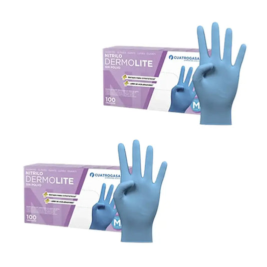Cuatrogasa Puderfreie Vinyl Handschuhe Blau Größe M, 2X100 Stück