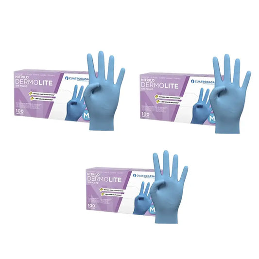 Cuatrogasa Puderfreie Vinyl Handschuhe Blau Größe M, 3X100 Stück