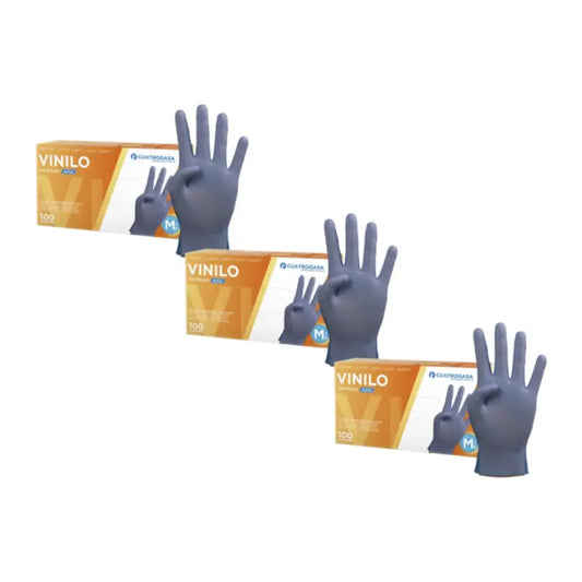 Cuatrogasa Puderfreie Vinyl Handschuhe Blau Größe M, 3X100 Stück