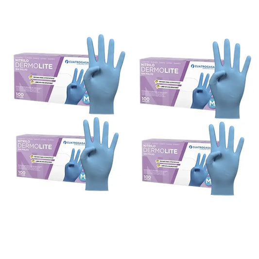 Cuatrogasa Puderfreie Vinyl Handschuhe Blau Größe M, 4X100 Stück