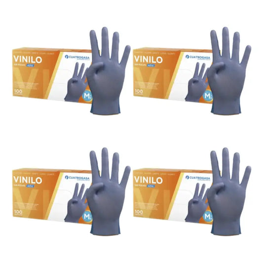 Cuatrogasa Puderfreie Vinyl Handschuhe Blau Größe M, 4X100 Stück