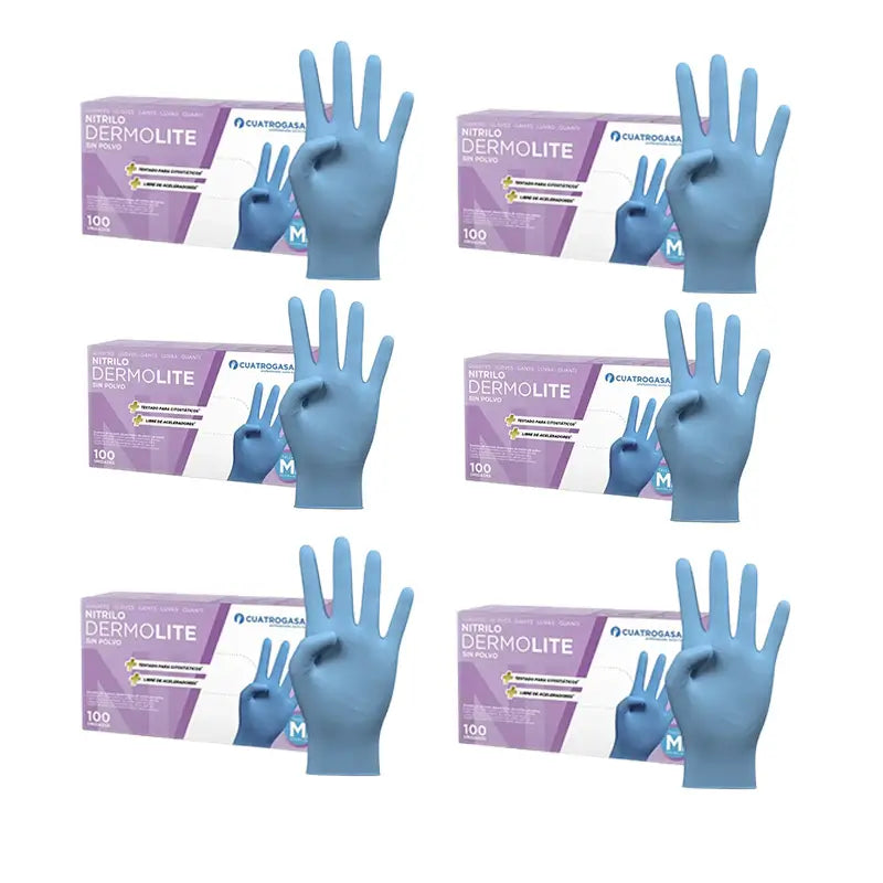 Cuatrogasa Puderfreie Vinyl Handschuhe Blau Größe M, 6X100 Stück