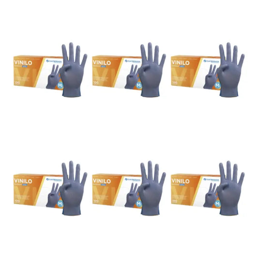 Cuatrogasa Puderfreie Vinyl Handschuhe Blau Größe M, 6X100 Stück