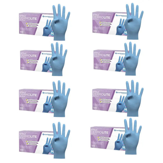 Cuatrogasa Puderfreie Vinyl Handschuhe Blau Größe M, 8X100 Stück