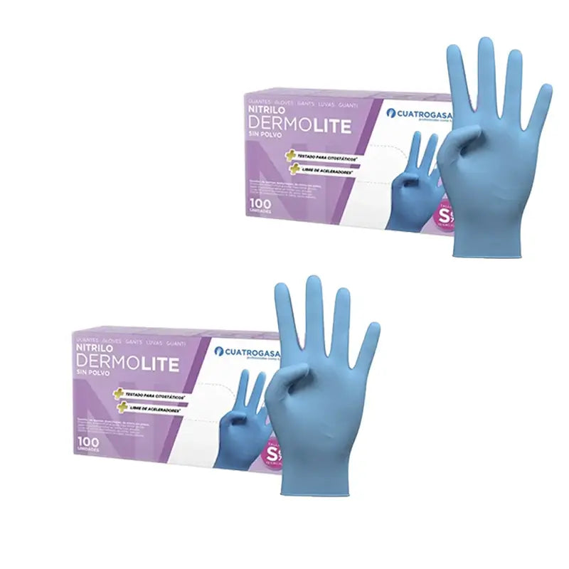 Cuatrogasa Puderfreie Vinyl Handschuhe Blau Größe S, 2X100 Stück