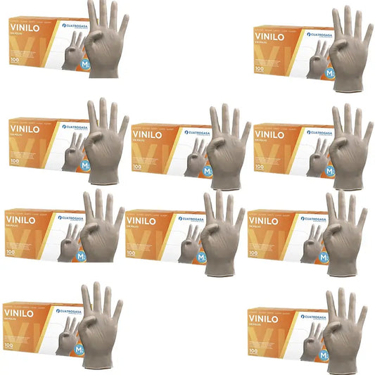 Cuatrogasa Clear Vinyl Pulverfreie Handschuhe Größe M, 10X100 Einheiten