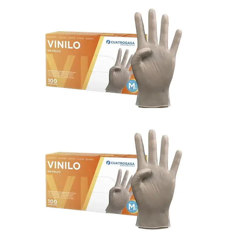 Cuatrogasa Clear Vinyl Pulverfreie Handschuhe Größe M, 2X100 Stück