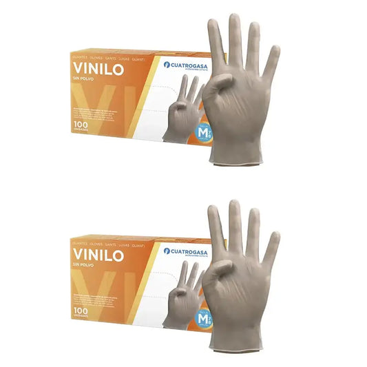 Cuatrogasa Clear Vinyl Pulverfreie Handschuhe Größe M, 2X100 Stück