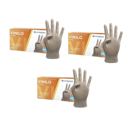 Cuatrogasa Clear Vinyl Pulverfreie Handschuhe Größe M, 3X100 Stück