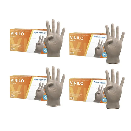 Cuatrogasa Clear Vinyl Pulverfreie Handschuhe Größe M, 4X100 Stück