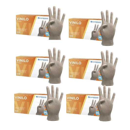 Cuatrogasa Clear Vinyl Pulverfreie Handschuhe Größe M, 6X100 Stück