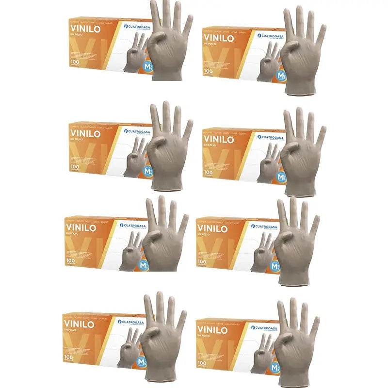 Cuatrogasa Clear Vinyl Pulverfreie Handschuhe Größe M, 8X100 Stück