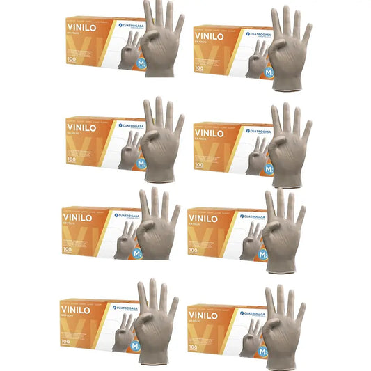 Cuatrogasa Clear Vinyl Pulverfreie Handschuhe Größe M, 8X100 Stück