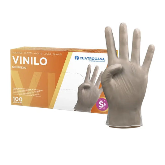 Cuatrogasa Clear Vinyl Powder Free Handschuhe Größe S, 100 Stk.