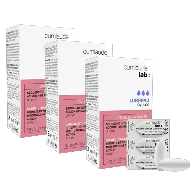 Cumlaude Lubripiu Lab feuchtigkeitsspendende und beruhigende Vaginal-Ovula, Packung 3 x 10 Einheiten