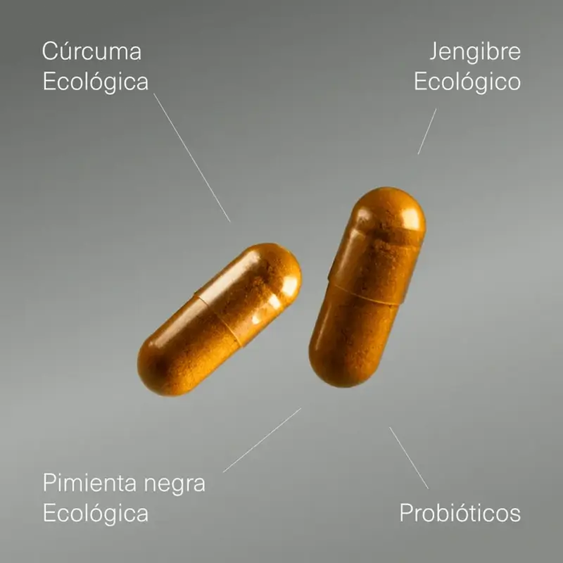 Aldous Bio Kurkuma mit Ingwer und schwarzem Pfeffer mit Probiotika, 250 Kapseln