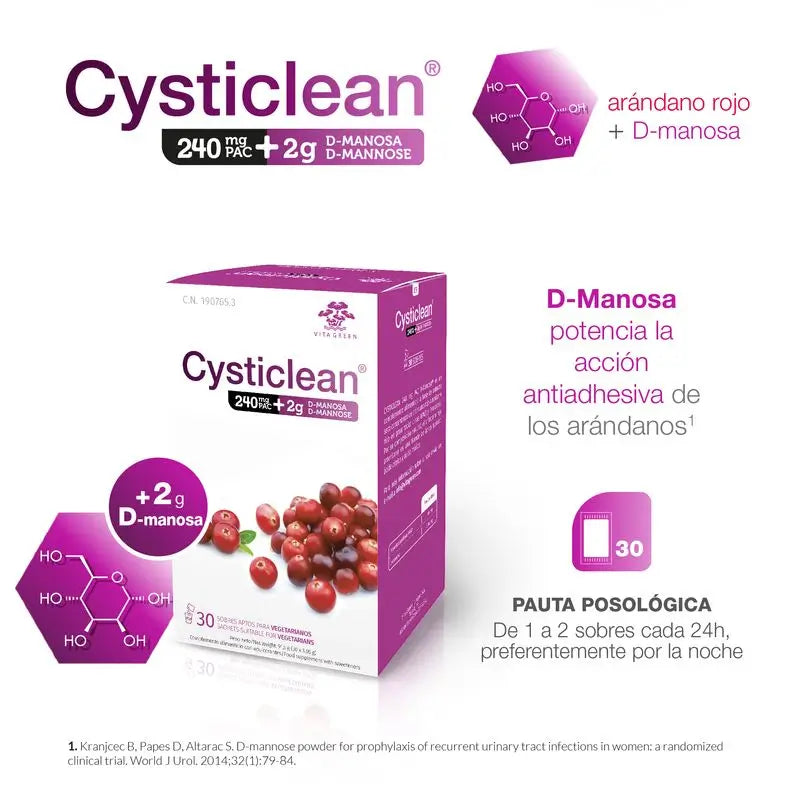 Cysticlean D-Mannose 240 mg Pac, 30 Portionsbeutel