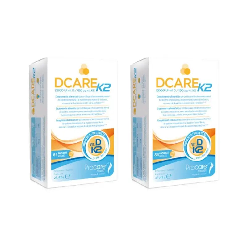 Dcare K2 2000 Iu Vitamin D3, 2X84 Perlen
