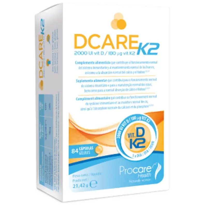 Dcare K2 2000 Iu Vitamin D3, 84 Perlen