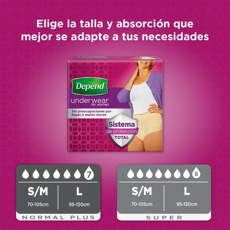 Depend Normal L Erwachsenenwindel für Frauen, 9 Stück.